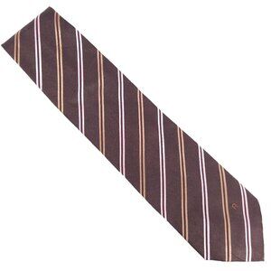 Aigner Men Necktie 100% Silk Striped Brown Multi Size 58x4 - NWOT made in Italy